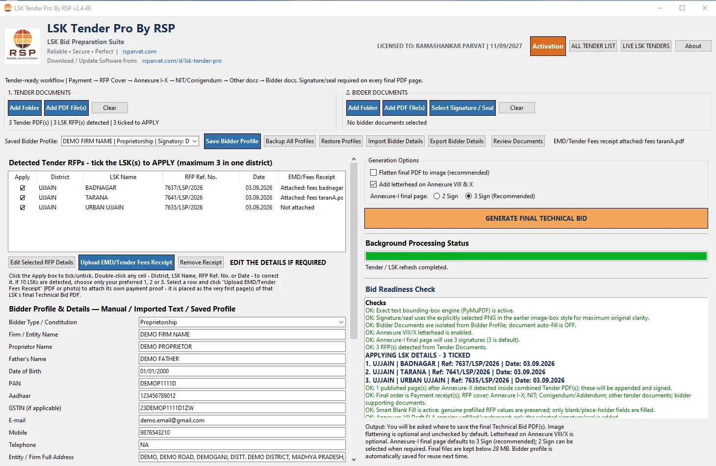 LSK Tender Pro By RSP